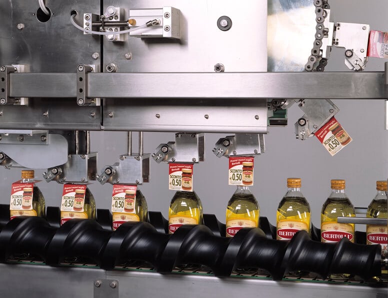 This is a photo of Bertolli oil's labeling line