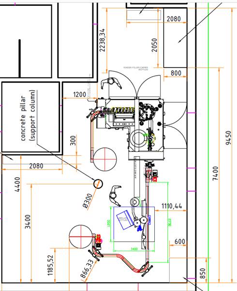 Plano de la línea de embotellado