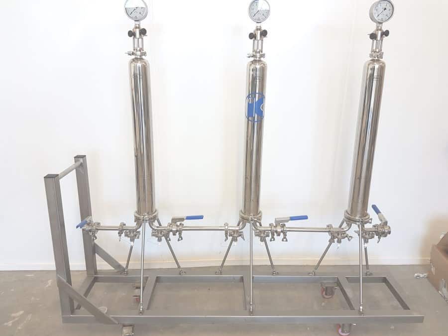 Three stage filtration system for beer